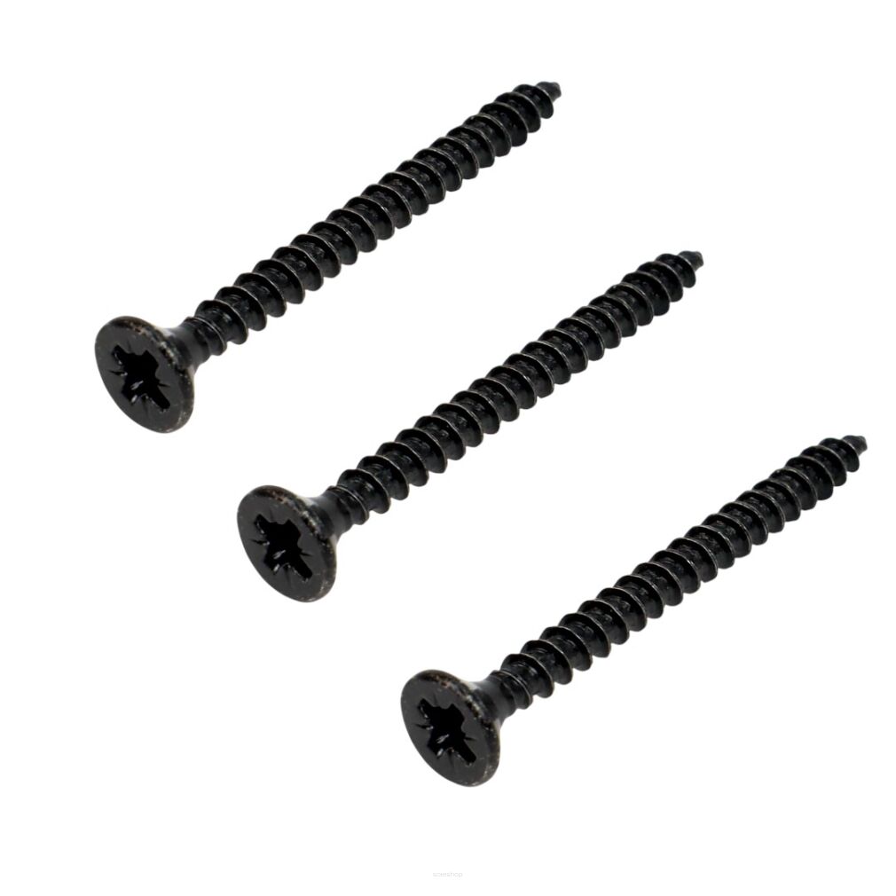 Czarne wkręty stożkowe 3,5×30 mm – zestaw 20 sztuk.