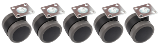 Kółko meblowe gumowane Ø 50 mm z płytką montażową 38 × 38 mm, obrotowe. - 5