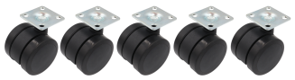 Kółko meblowe gumowane obrotowe Ø 50 mm z płytką montażową 38 × 38 mm, czarne. - 5