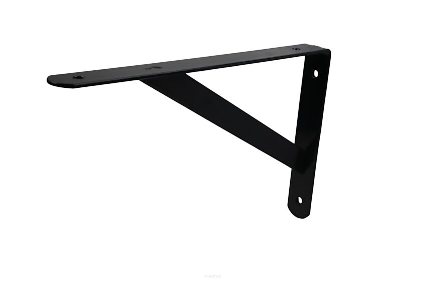 Wspornik półki czarny 300 x 190 x 25 mm, stalowy uchwyt z wzmocnieniem.